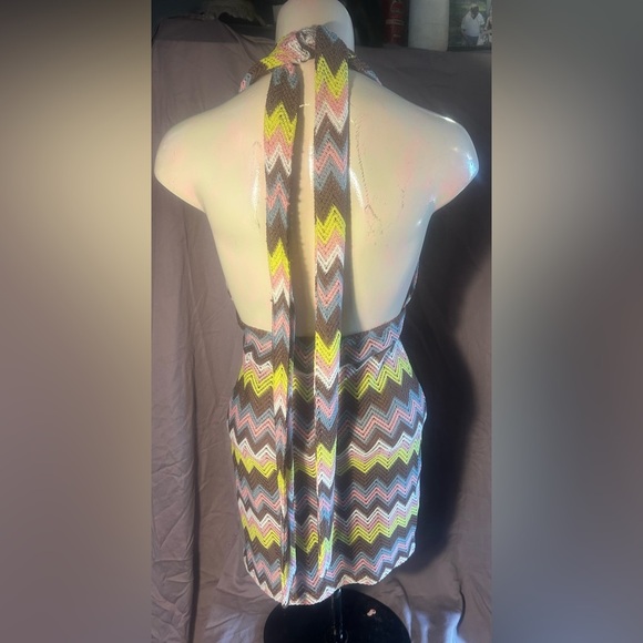 Almost Famous Brown and White Knit Halter Dress - Picture 3 of 5